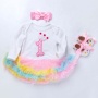 Wholesale Long Sleeve Baby Girl Birthday Outfit Dress With Baby Shoes And Headband Set