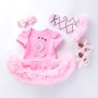 New Design Cotton Girl Birthday Dress With Ruffle Leg Warmer And Headband
