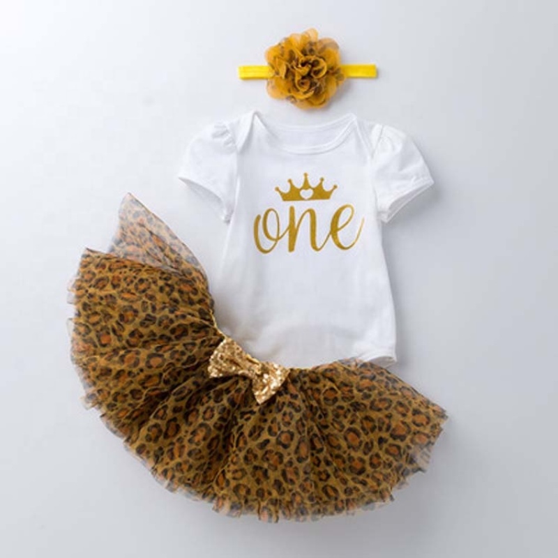 Wholesale Baby Girl Cute Romper With Tutu Skirts And Headband For Birthday Party
