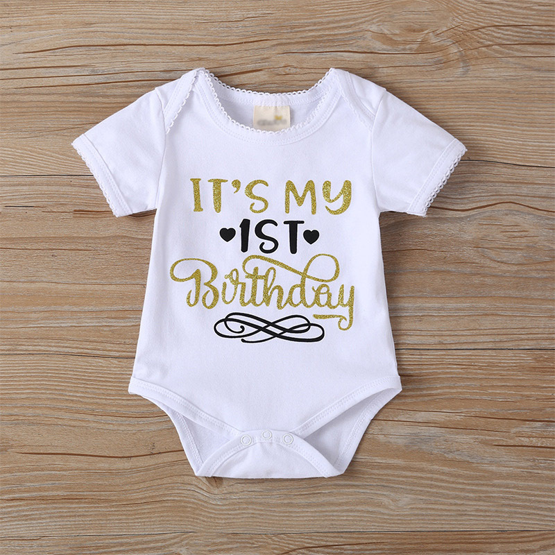 Custom Stylish 1st Birthday Rompers With Tulle Skirts and Headband for Baby and Newborn