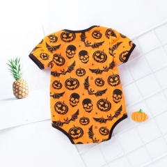 Supplier breathable cotton halloween printed clothes short sleeve romper