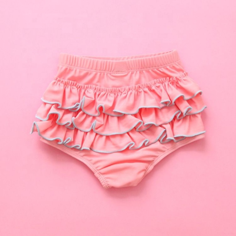 Hot selling girls highwaist fringed seersucker swimsuit bikini