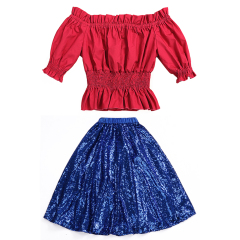 Wholesale Toddler Girl Clothes New Design Smock Top And Sequin Skirt Set