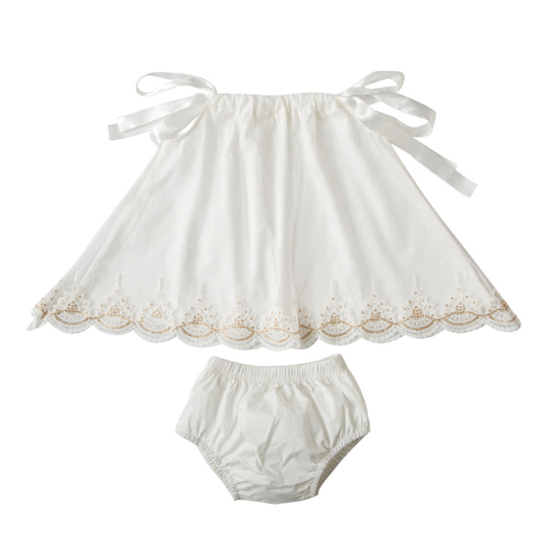 New Design Spring Baby Girl Lace Outfit Clothes Set Tunic Top With Diaper Cover