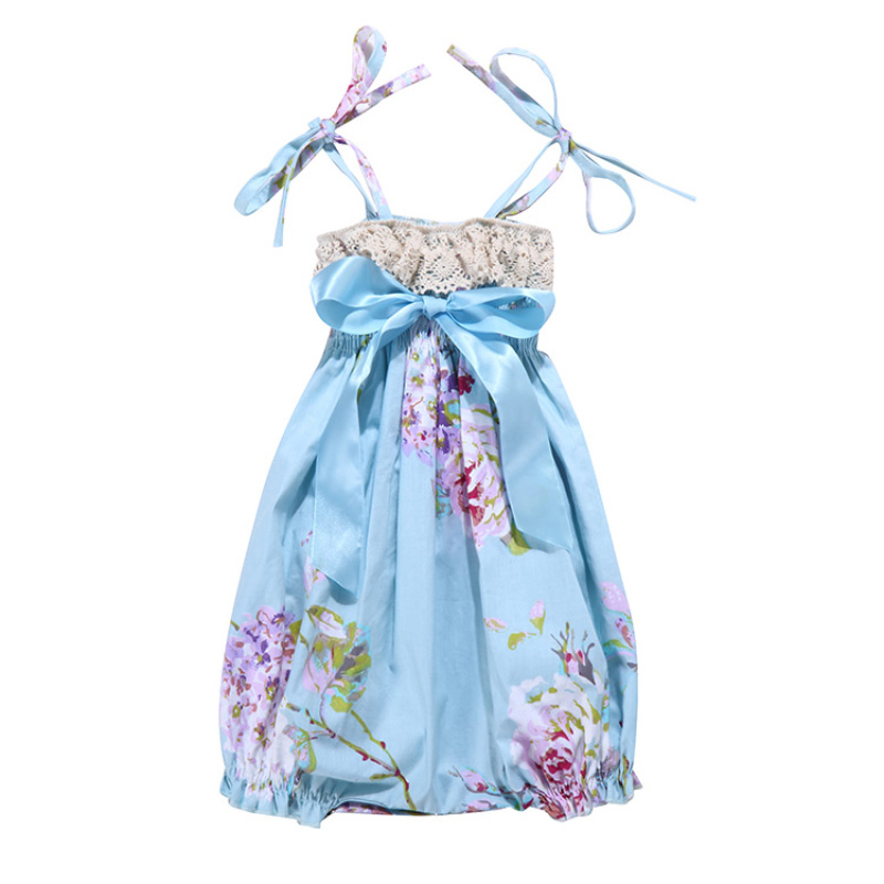 Wholesale Western Backless Sling Cotton Clothes Pretty Gallus shivering Ruffles Dresses Jumper for Baby Girls