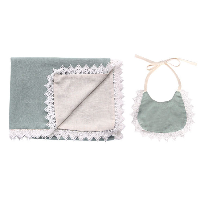 high quality cotton linen lace bresthable baby crib blanket bedding set