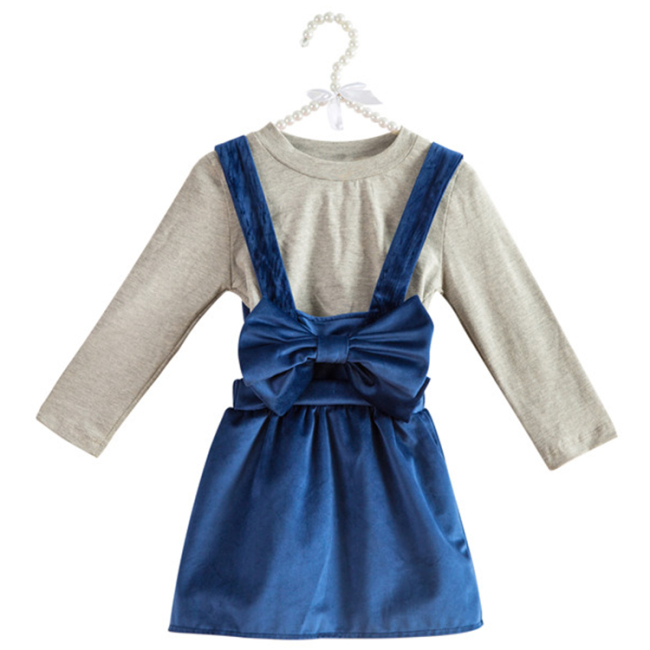 New Style Little Girls Shirt And Velvet Skirt Suit Casual Clothing Set