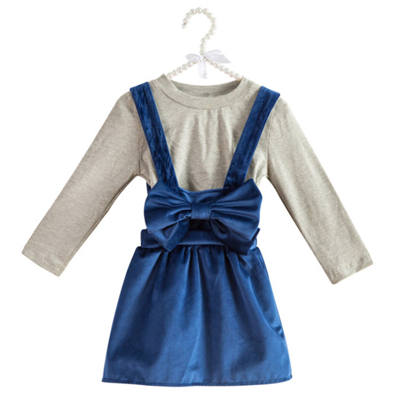New Style Little Girls Shirt And Velvet Skirt Suit Casual Clothing Set