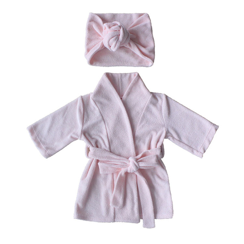 Customizable white super soft newborn knotted kids children dressing gown