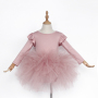 New design winter pink princess kids party dresses