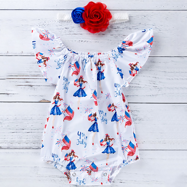 2021new fashion 4th of july baby girl romper set