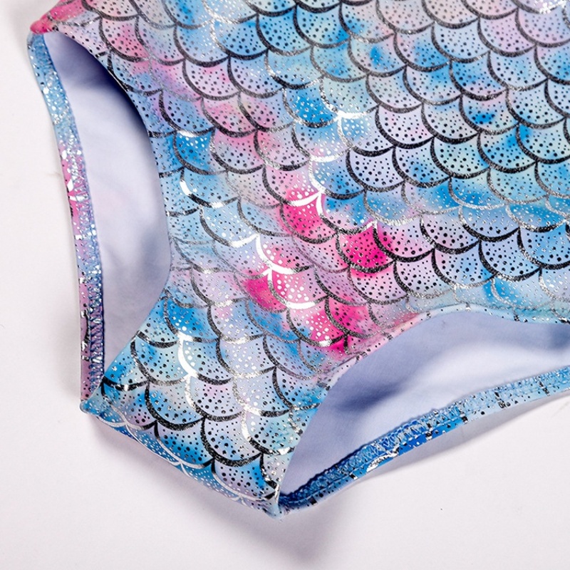 2021 kids luxury trendy change color luxury mermaid scale swimwear sets sparkling bikinis