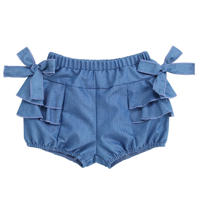 New Design Kid Cotton Shorts Baby Bow Denim Shorts For Girl 3M-5T