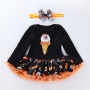 2021 fall black little girls pumpkin printed clothes tutu dresses 3 piece set