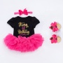 New Infant Boutique Cotton Girl Birthday Dresses With Baby Shoes And Headband 