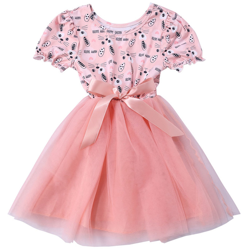 New fashion Easter short sleeve baby girl party dress toddler girl dresses