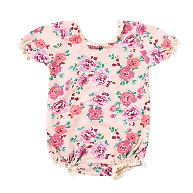 Wholesale custom high quality cheap Floral Cotton Baby Romper & Outfit dress  for spring and summer