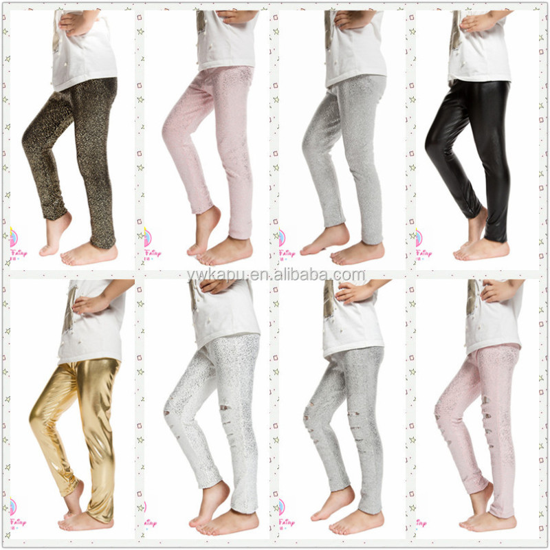 Top selling kids autumn winter pants girl's PU leather leggings sequin leggings