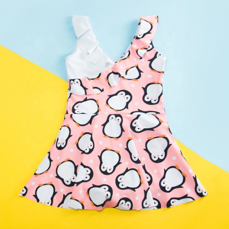 2021 boutiques little girls pink swimsuit swimwear girl sleeve bikini