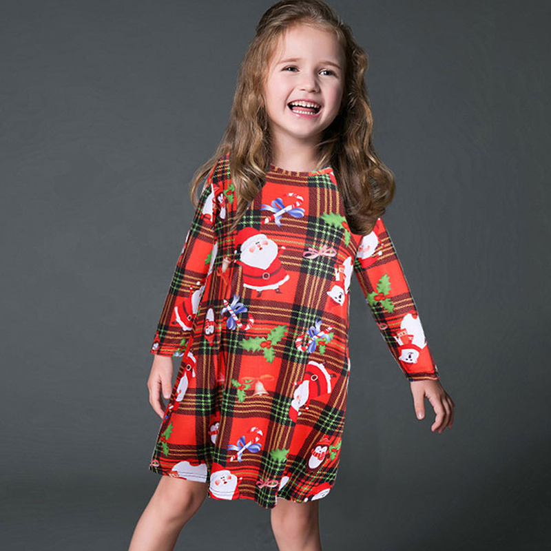 Little girl princess dresses printing Christmas dresses for girls
