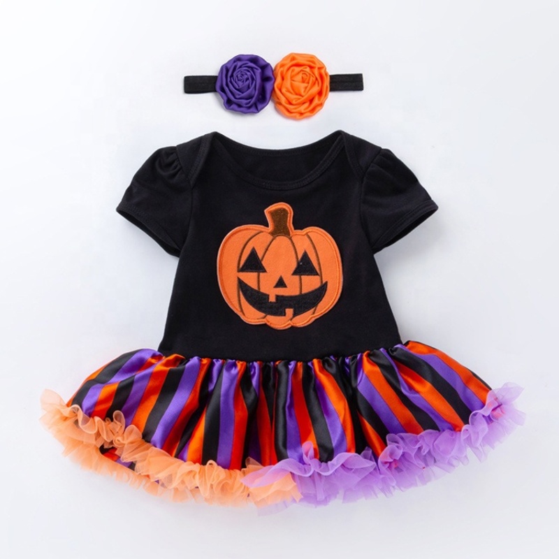 2021 fancy short puff sleeve newborn baby clothes tutu skirt halloween costume