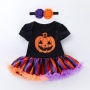 2021 fancy short puff sleeve newborn baby clothes tutu skirt halloween costume