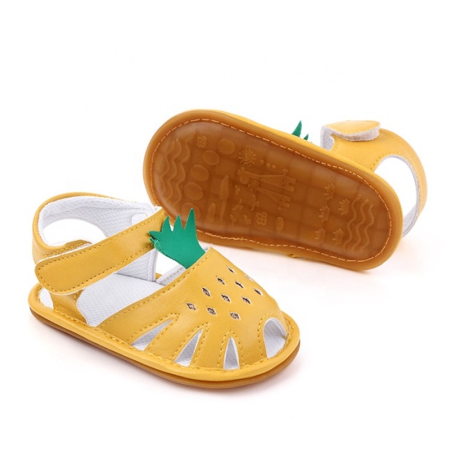 2021 cute white yellow flat heel hollow out fruit sandals