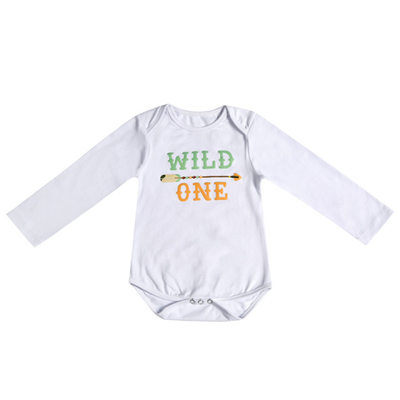 Cartoon letters loving heart white long sleeve cotton baby romper
