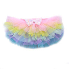 2020 factory starry bow layered rainbow gauze baby tutu bloomers pants cotton