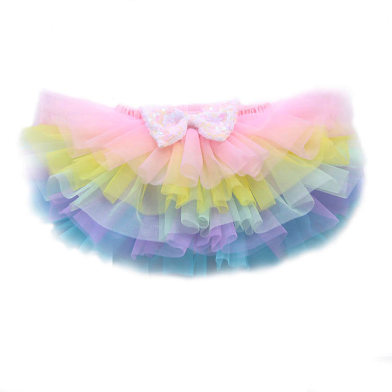 2020 factory starry bow layered rainbow gauze baby tutu bloomers pants cotton
