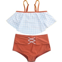 2021 bikini fashion cute one piece swimsuit plaid string bikinis