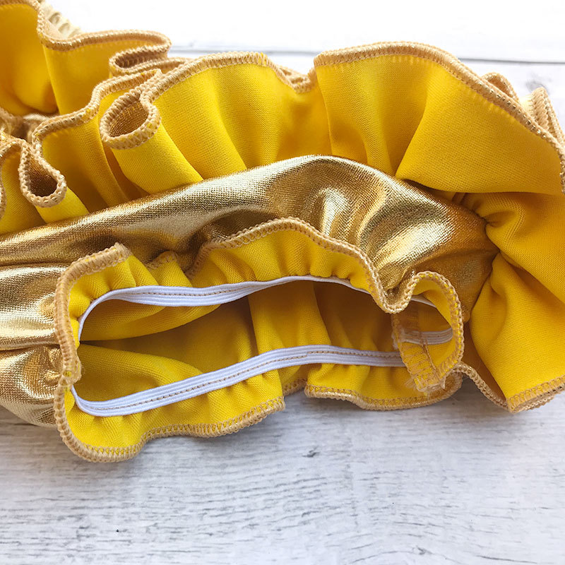 Factory Wholesale Golden Cotton Romper With Gold Bloomer And Baby Shoes