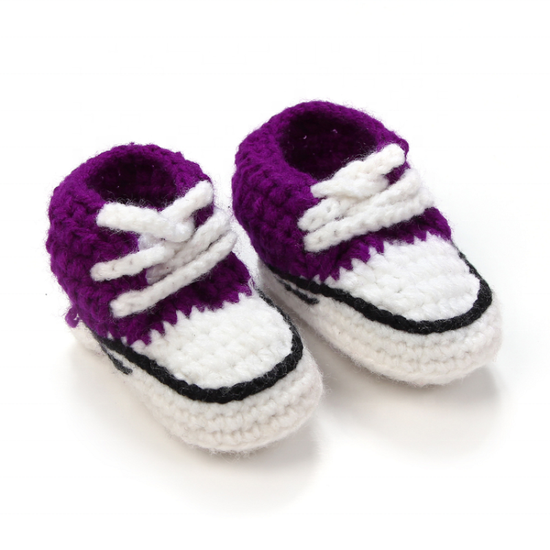 wholesale lovely sneaker pattern handmade crochet baby girl shoes