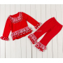 Newest Coming Fall boutique girl clothing outfits Baby Children Clothing Ruffle Clothing Set for Christmas