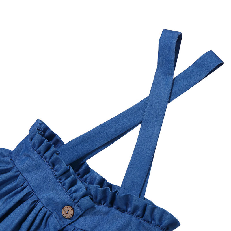 KAPU Cotton denim kid  toddler baby girl jean mini suspender skirt