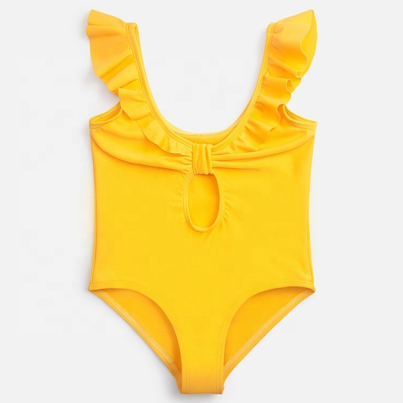 Cheap Swimwears Ruffle Hollow Bikini Little Girls Yellow Children for Girls Customizable Swimwear Beachwear Spring Summer Fall