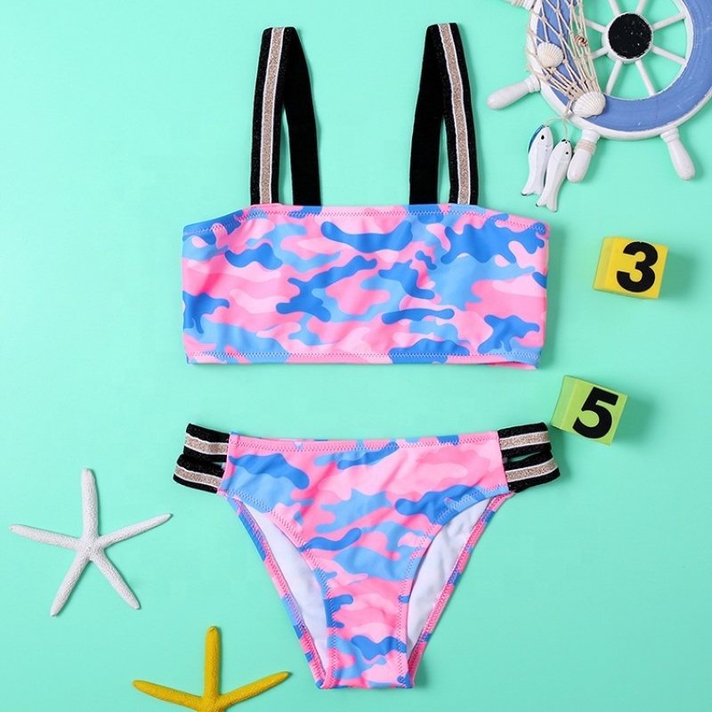 Bikini manufacture high quality little girls yellow pink dropshipping swimwear