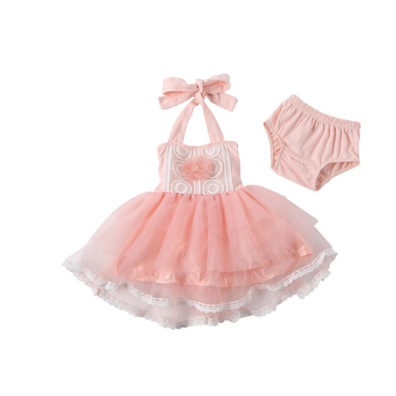 Baby Girls Lace Tutu Party Embroidered Dresses Floral dress Clothes Sets