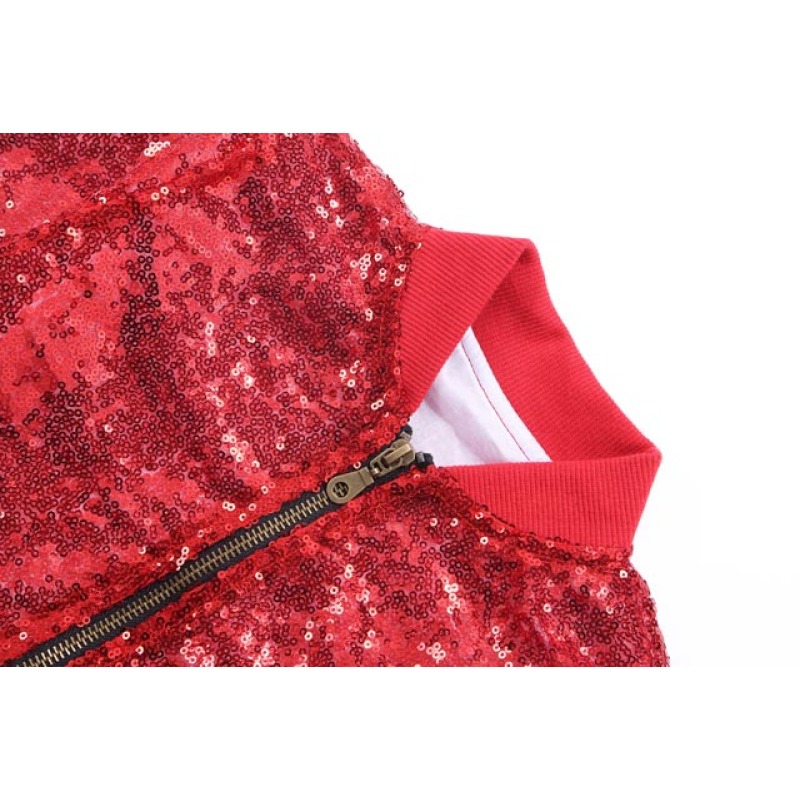 Christmas Girl sequin Red Coat Children Solid Casual clothes  kids Baby Girl coat and jacket