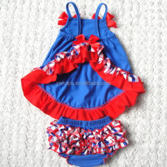 Hot Sale Summer Baby Girl Cotton Swing Top And Bloomer Set