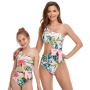 High quality one shoulder girl swimsuit kids 1 piec beachwear women bikini