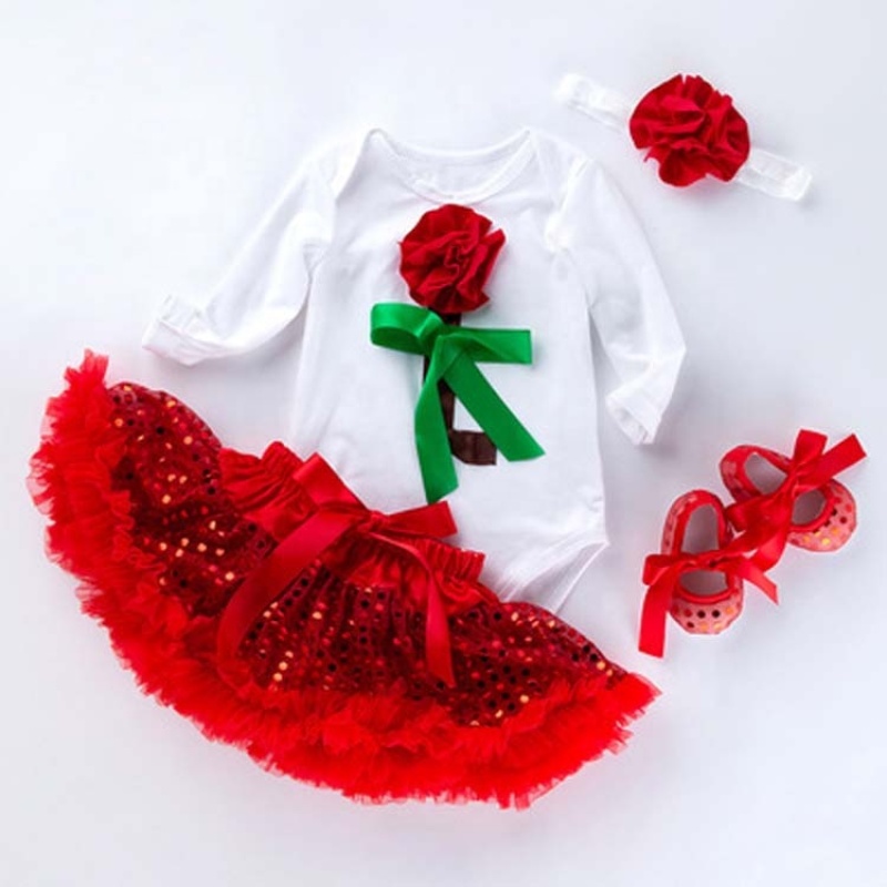 Wholesale High Quality Baby Boutique Girl Tutu Dress With Baby Shoes And Headband Outfit Set