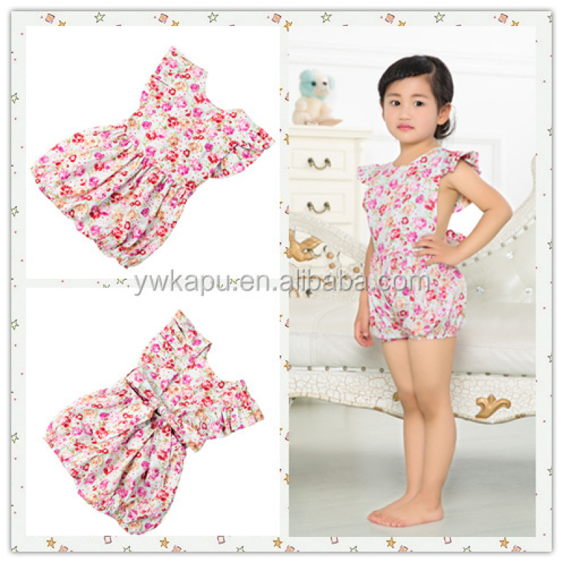 2016 Vintage Floral Baby Romper Set Aqua Floral Girl Bodysuit Summer