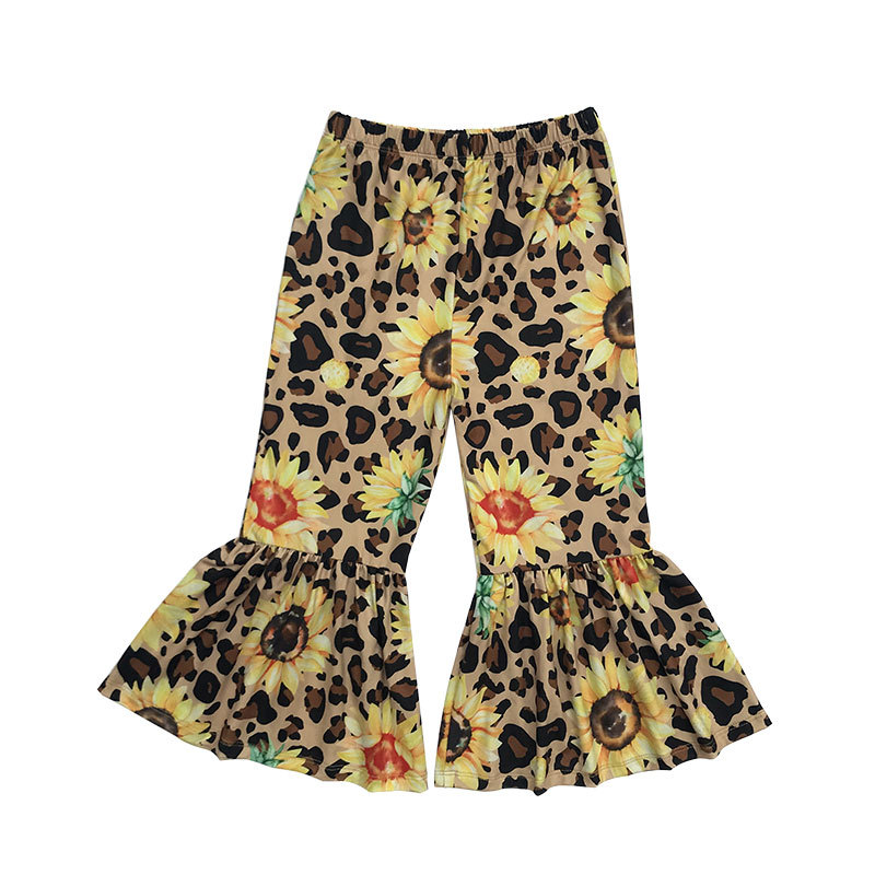 Baby Ruffle Bell Bottom Sunflower Pants For 0-8 Years Girls