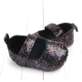 Wholesale Fancy Hook and Loop Girls Black Gold Silver Genuine Leather Shoes for Little Baby Toddlers