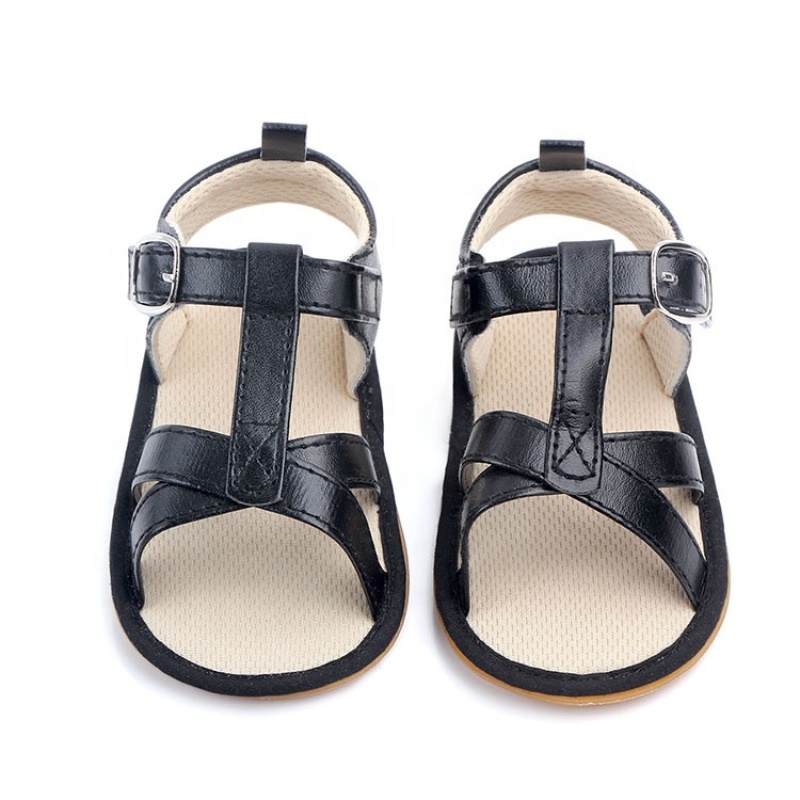 Wholesale fashion black brown buckle strap  baby girl sandals