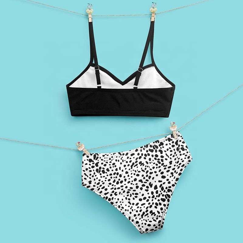 Summer fashionable black triangle leopard 2 piece bikini