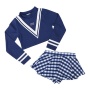 2021 summer swimwear long sleeveblue 2 pieces plaid bikini beachwear dress
