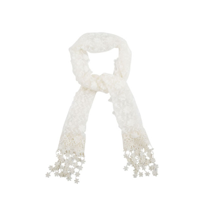 Wholesale 2018 Hot Sale Viscose Voile Scarf Fashion High Quality Fabric Cheap Long Ivory Lace Print Scarf