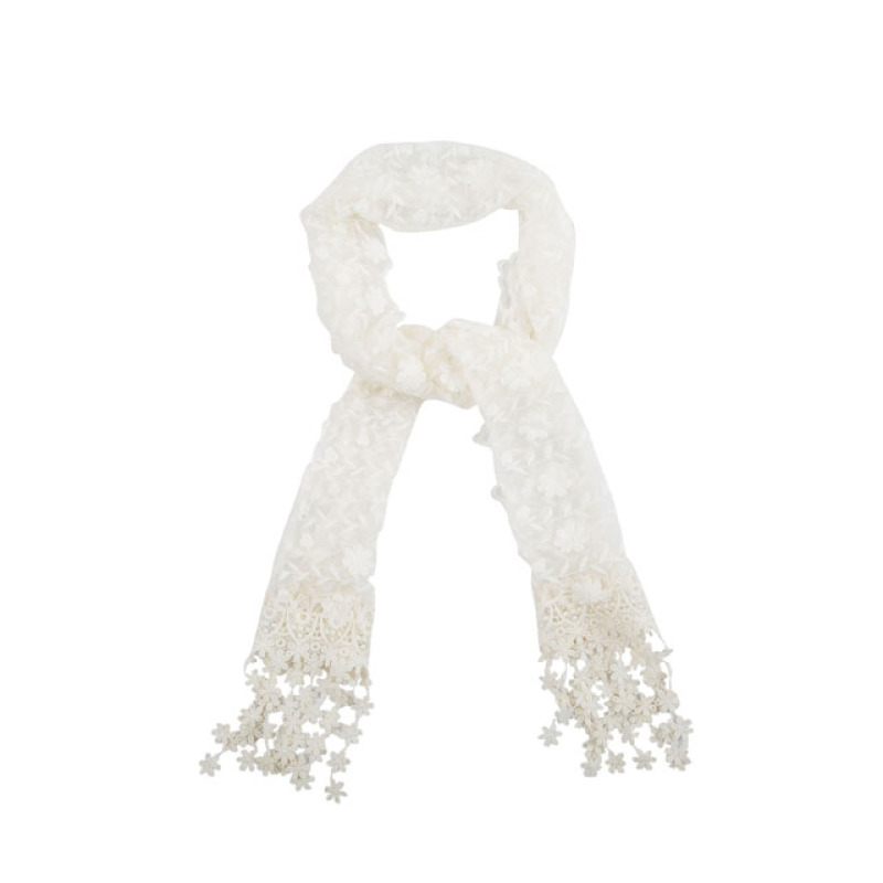 Wholesale 2018 Hot Sale Viscose Voile Scarf Fashion High Quality Fabric Cheap Long Ivory Lace Print Scarf